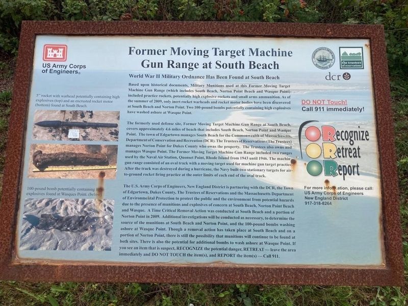 Former Moving Target Machine Gun Range at South Beach Marker image. Click for full size.