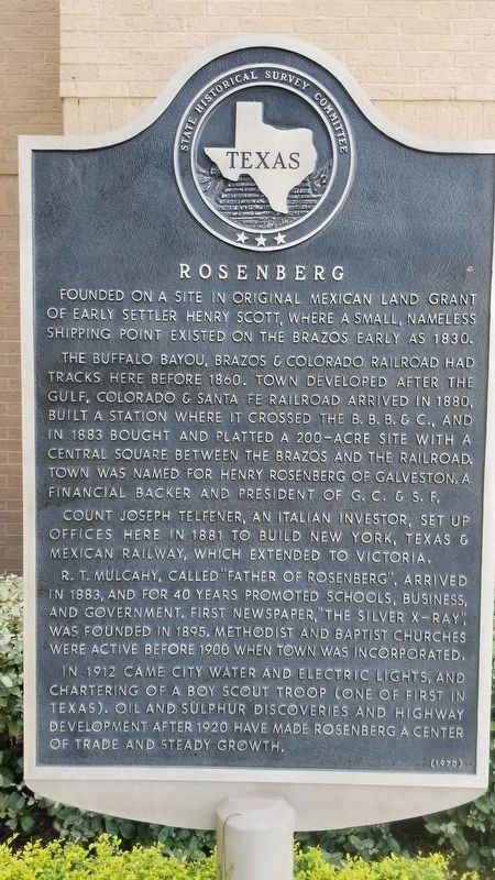 Rosenberg Marker image. Click for full size.