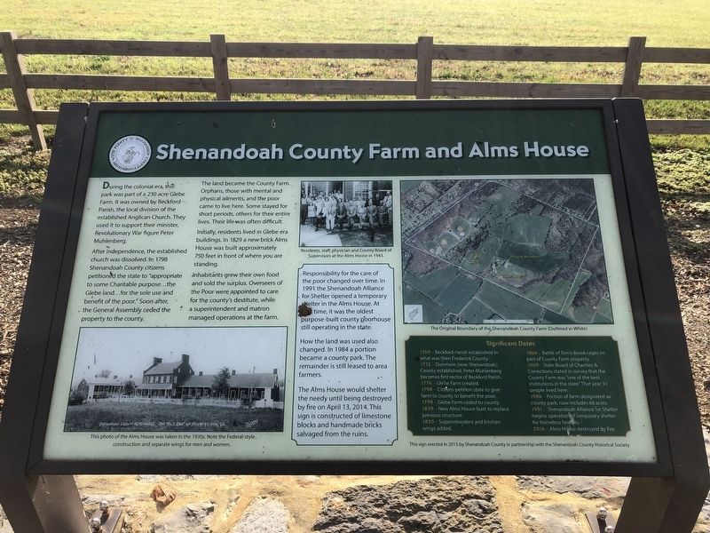 Shenandoah County Farm and Alms House Marker image. Click for full size.