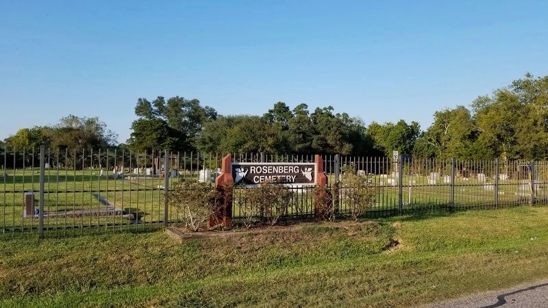 The sign near the entrance to the Rosenberg Cemetery image. Click for full size.