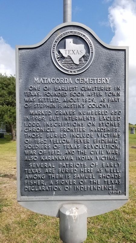 Matagorda Cemetery Marker image. Click for full size.