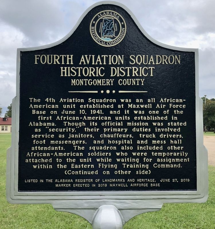 Fourth Aviation Squadron Historic District Marker (front) image. Click for full size.
