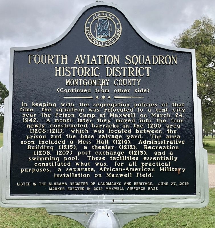 Fourth Aviation Squadron Historic District Marker (rear) image. Click for full size.