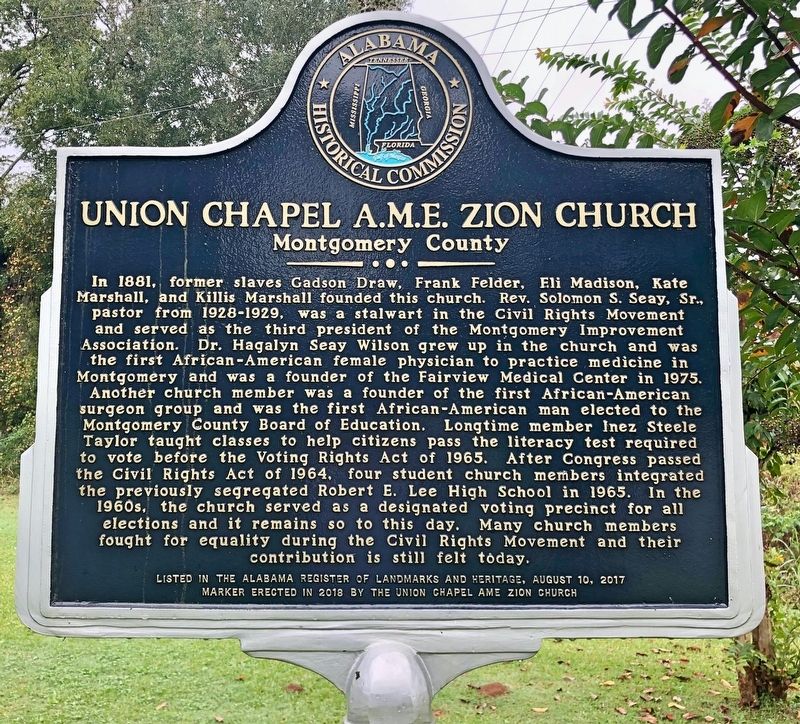 Union Chapel A.M.E. Zion Church Marker image. Click for full size.