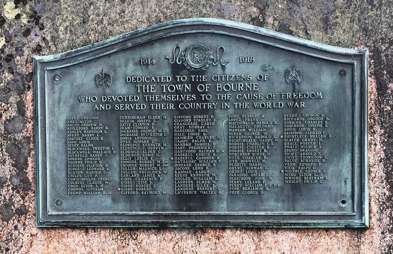 Town Of Bourne World War I Memorial. Click for full size. Town Of Bourne World War I Memorial image. Click for full size.
