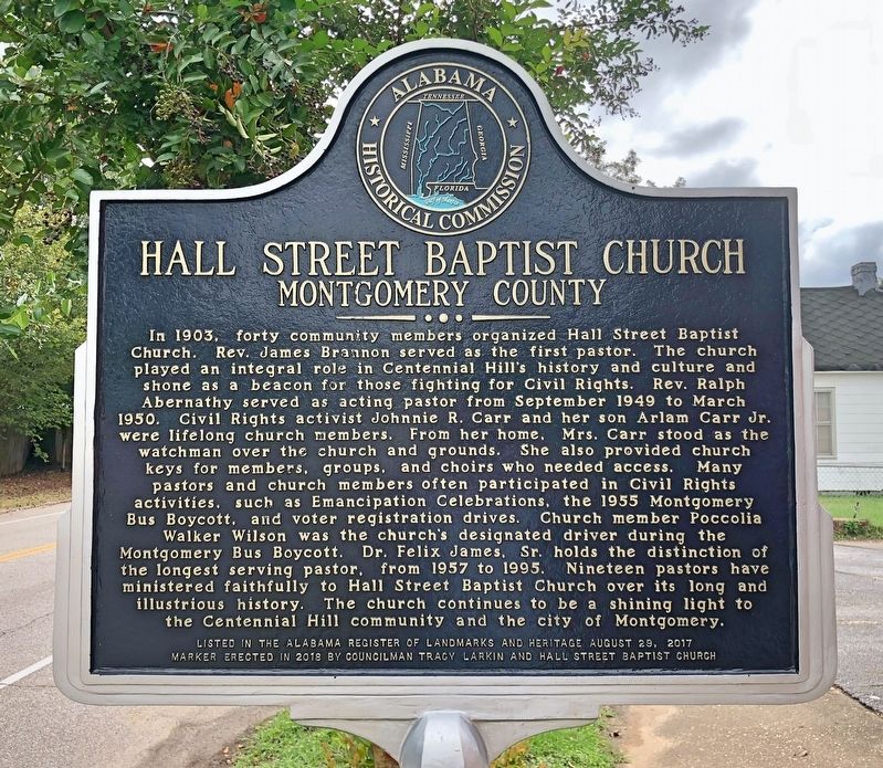 Hall Street Baptist Church Marker image. Click for full size.