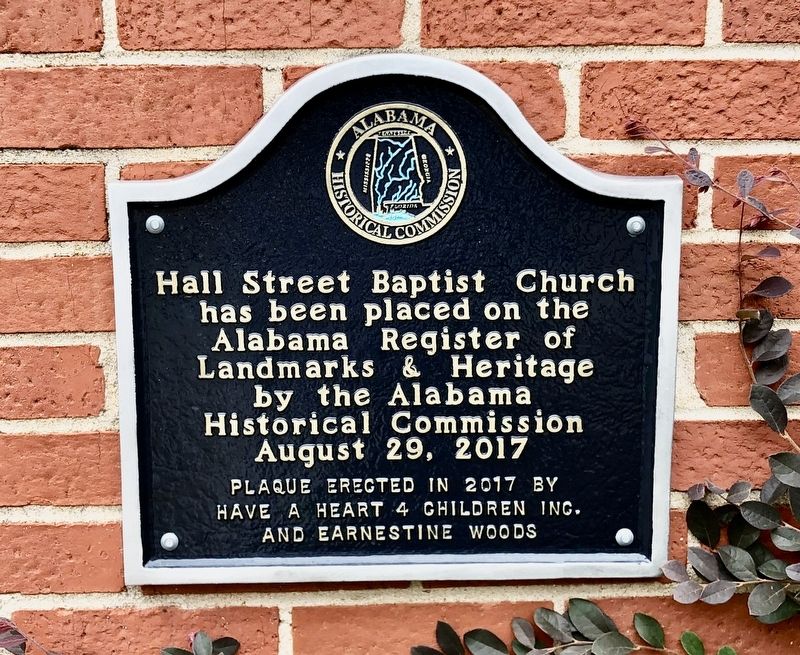 Alabama Register of Landmarks and Heritage plaque on wall of church. image. Click for full size.