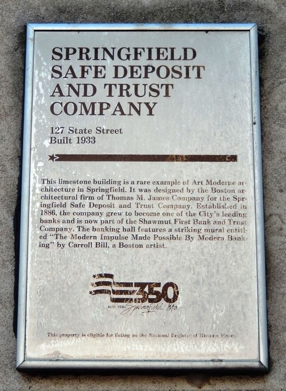 Springfield Safe Deposit and Trust Company Marker image. Click for full size.
