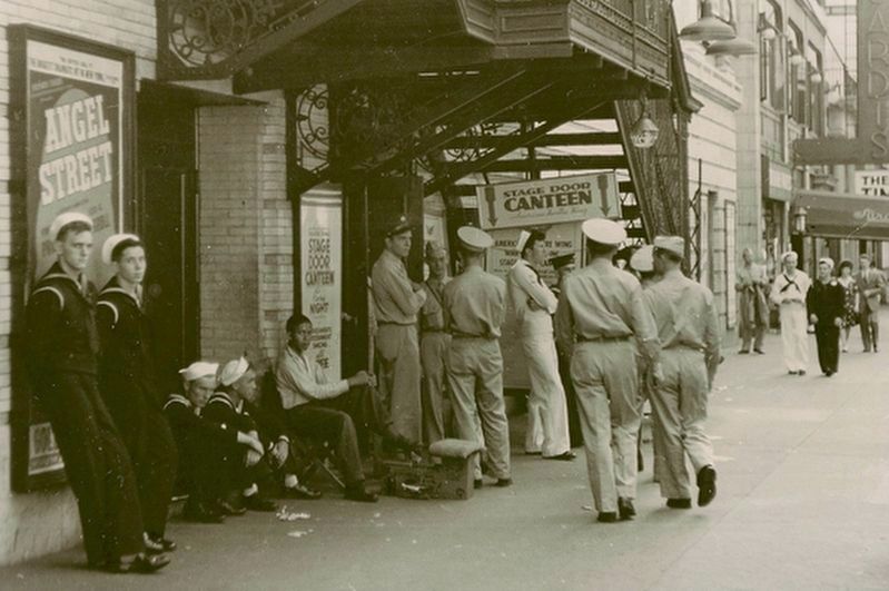 The Stage Door Canteen entrance during WWII image. Click for full size.