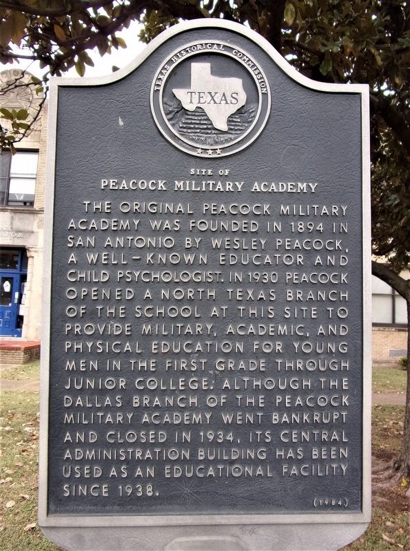 Site of Peacock Military Academy Marker image. Click for full size.