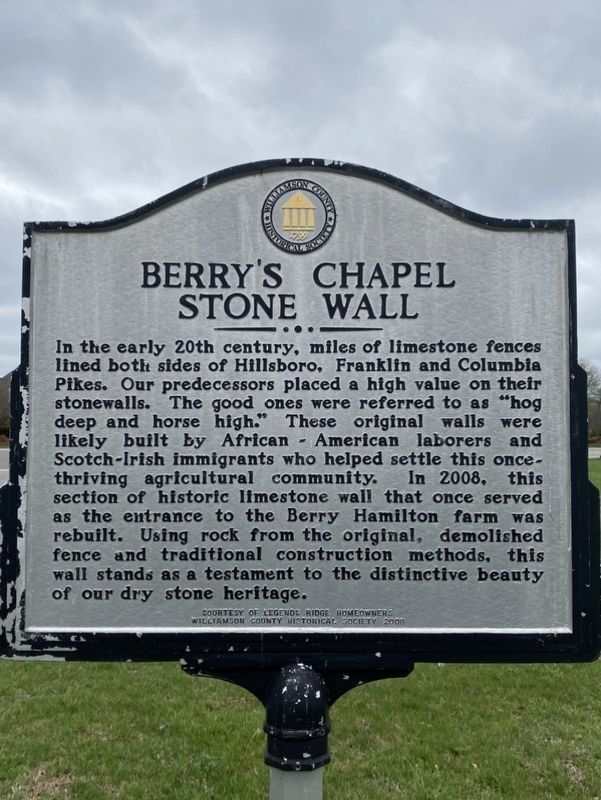 Berry’s Chapel Stone Wall side of the marker image. Click for full size.