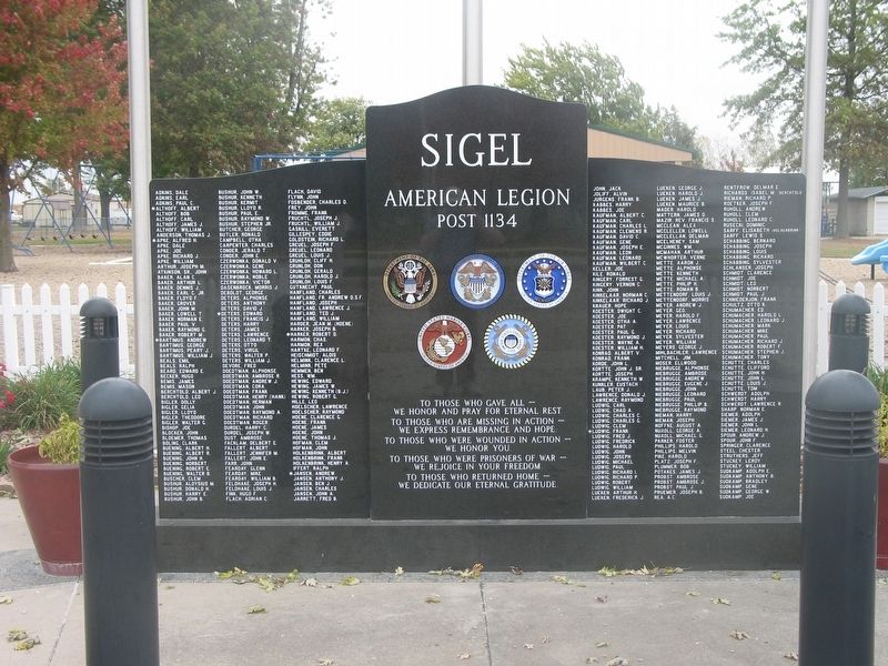 Sigel War Memorial Marker (obverse) image. Click for full size.