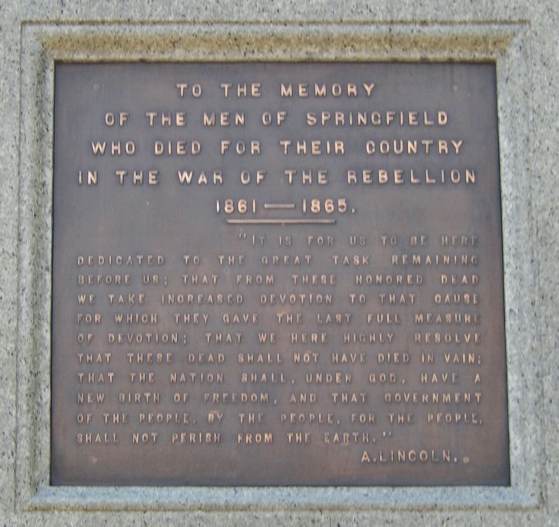 Springfield Soldiers and Sailors Monument<br>(<i>east plaque</i>) image. Click for full size.