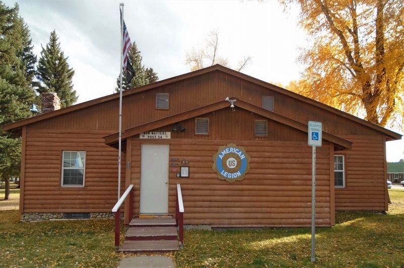 Bruce-Frew American Legion Post No. 54 Hut and History Markers (to right of door) image. Click for full size.