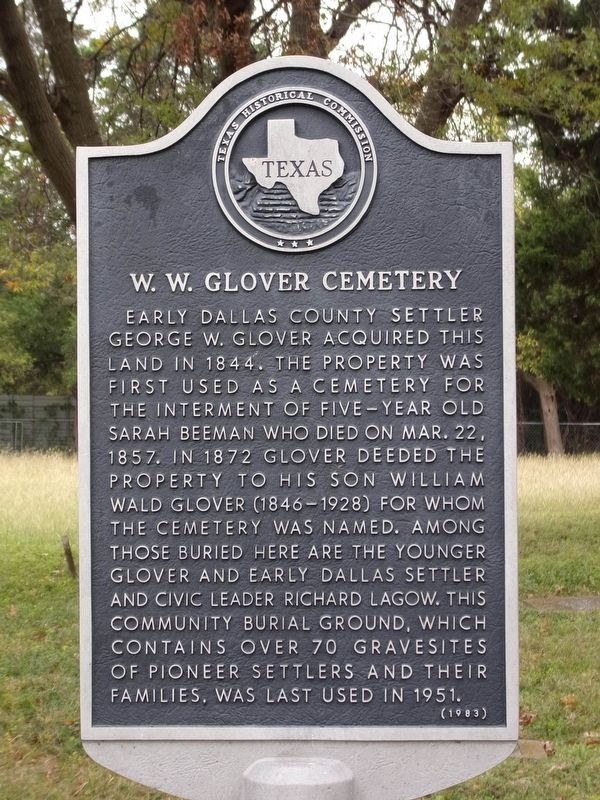 W. W. Glover Cemetery Marker image. Click for full size.