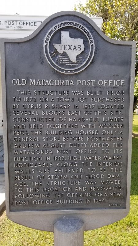 Old Matagorda Post Office Marker image. Click for full size.
