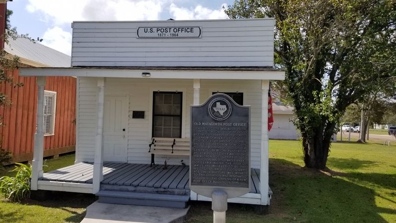 Old Matagorda Post Office and Marker image. Click for full size.