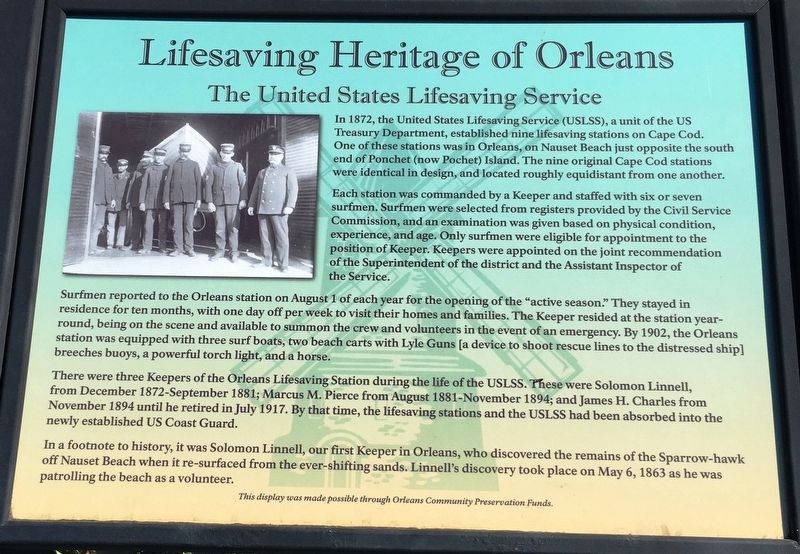 The United States Lifesaving Service Marker image. Click for full size.