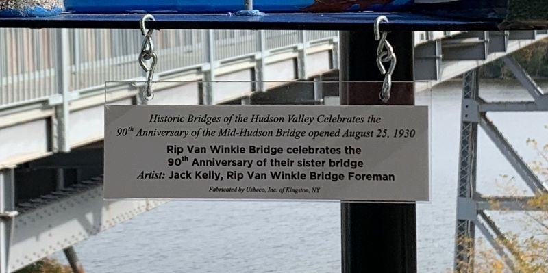 90th Anniversary of Rip Van Winkle Bridge Marker image. Click for full size.