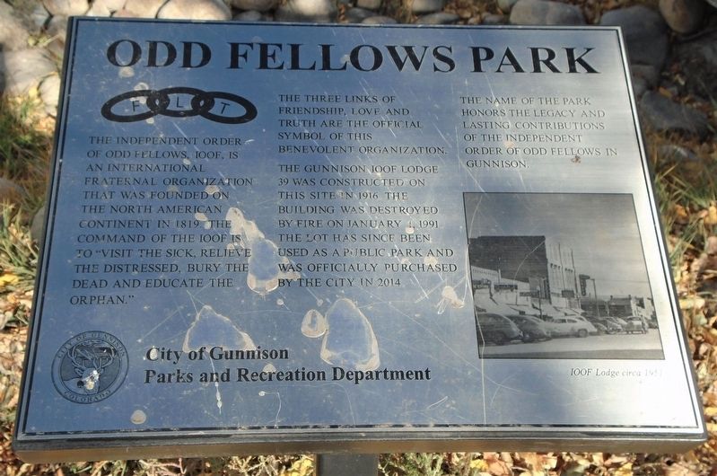 Odd Fellows Park Marker image. Click for full size.