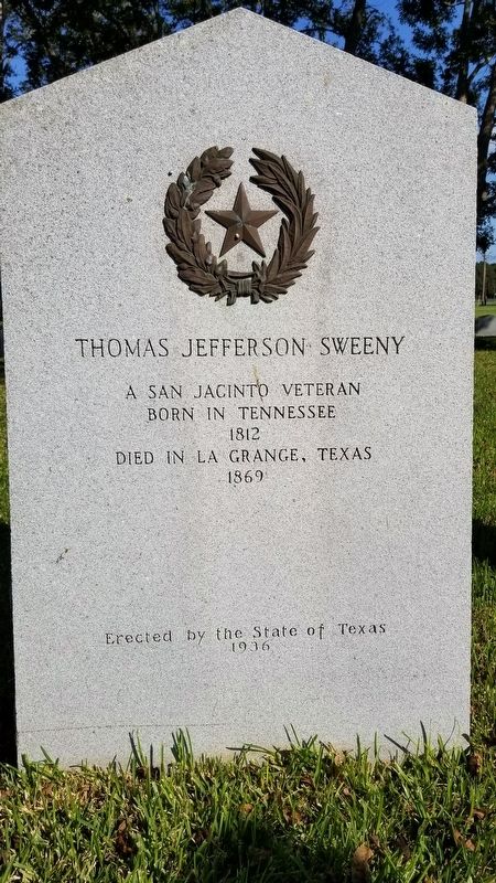Thomas Jefferson Sweeny Marker image. Click for full size.