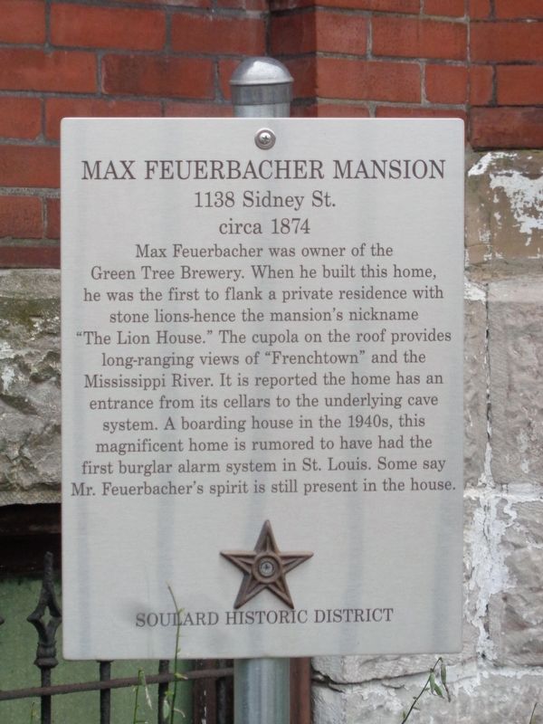 Max Feuerbacher Mansion Marker. Click for full size. Max Feuerbacher Mansion Marker image. Click for full size.