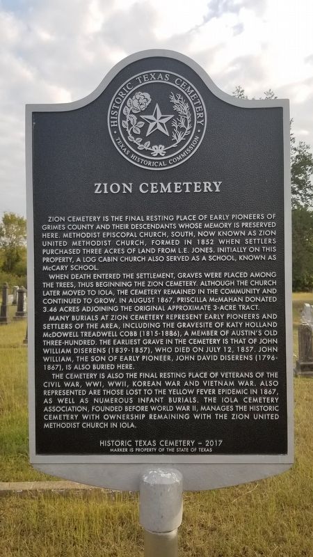 Zion Cemetery Marker image. Click for full size.