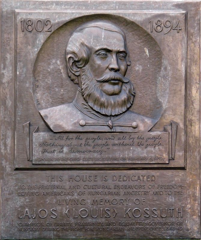 Lajos (Louis) Kossuth Plaque image. Click for full size.