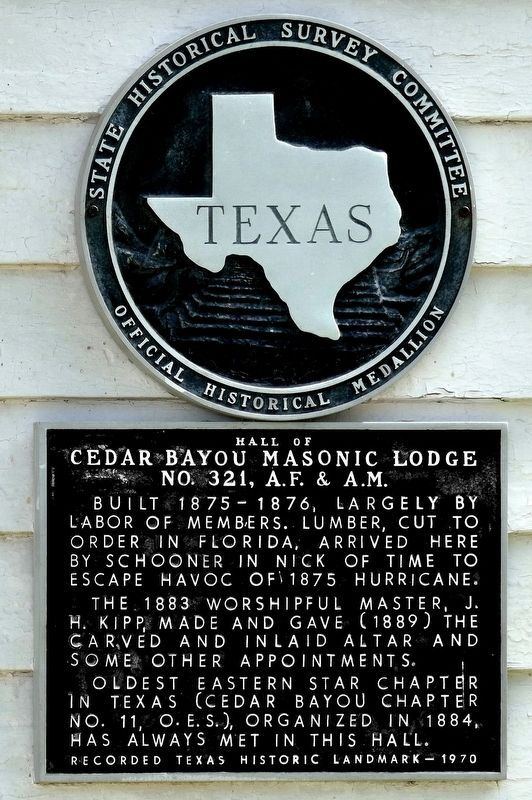 Hall of Cedar Bayou Masonic Lodge Marker image. Click for full size.