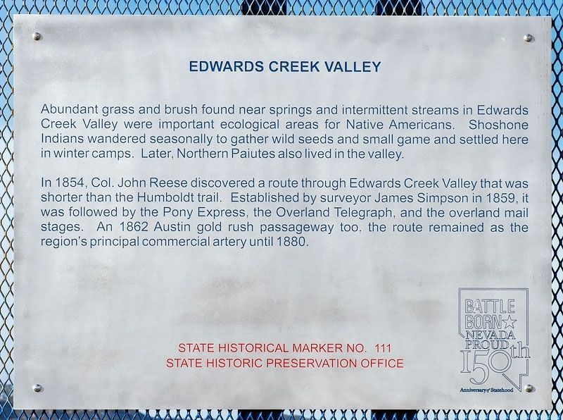 <i>Replacement</i> Edwards Creek Valley Marker image. Click for full size.