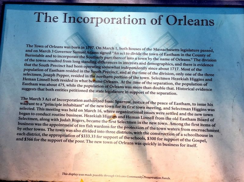 The Incorporation of Orleans Marker image. Click for full size.