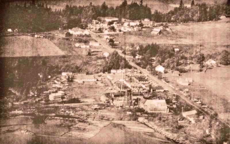 Marker detail: Aerial view of the pioneer community Kosmos, Washington (<i>before 1968</i>) image. Click for full size.