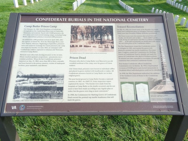 Confederate Burials in the National Cemetery Marker image. Click for full size.