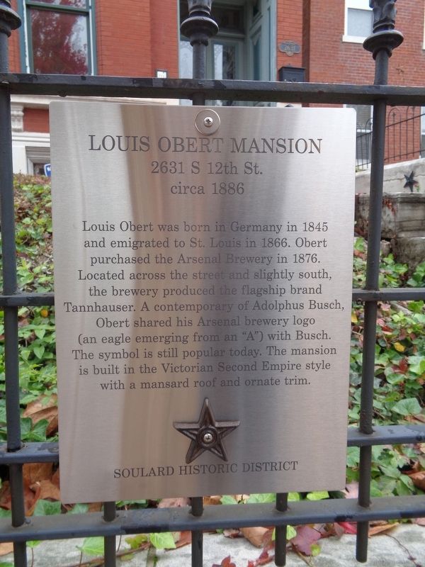 Louis Obert Mansion Marker image. Click for full size.