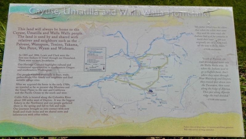 Cayuse, Umatilla, and Walla Walla Homeland Marker image. Click for full size.