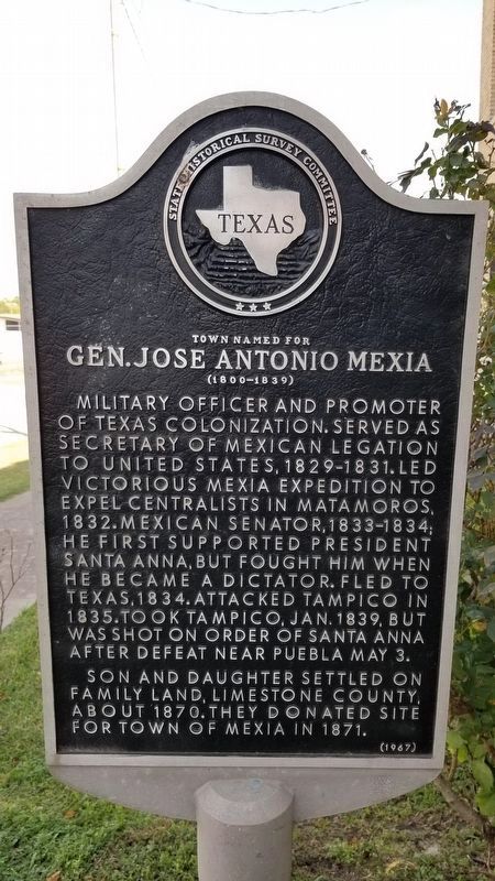 Town Named for Gen. Jose Antonio Mexia Marker image. Click for full size.