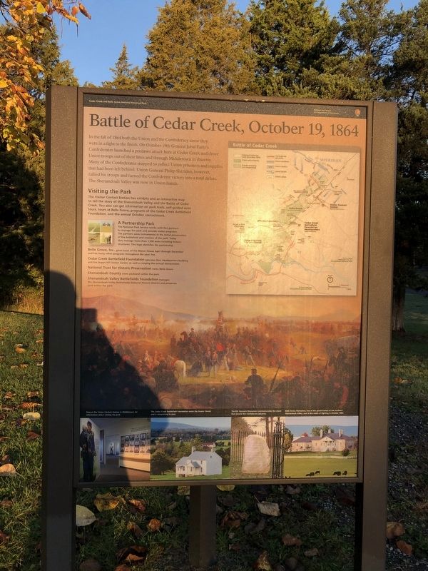 Battle of Cedar Creek, October 19, 1864 side of the marker. Click for full size. Battle of Cedar Creek, October 19, 1864 side of the marker image. Click for full size.