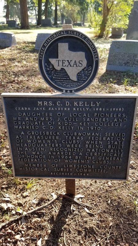 Mrs. C.D. Kelly Marker image. Click for full size.