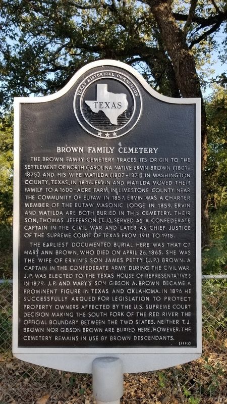 Brown Family Cemetery Marker image. Click for full size.