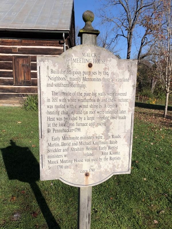 Mauck Meeting House Marker image. Click for full size.