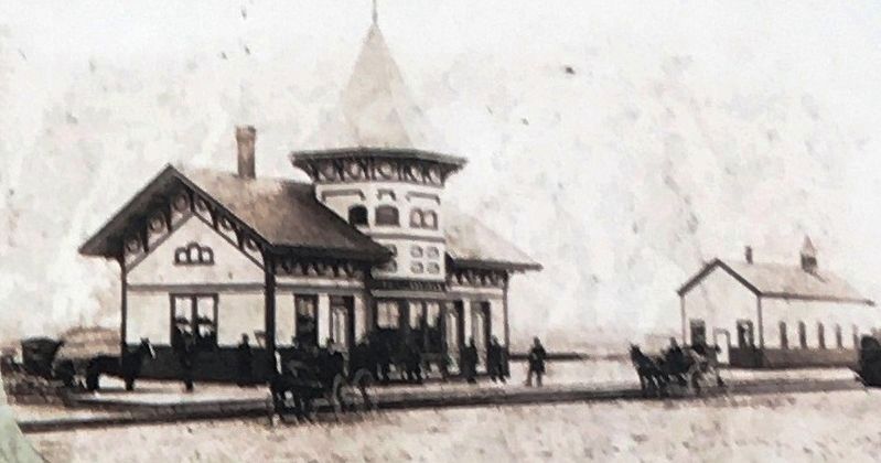Marker photo: Chatham Railroad Depot c. 1887 image. Click for full size.