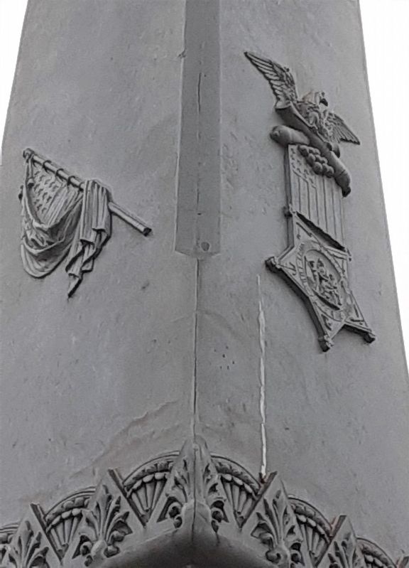 Flag and G.A.R. Emblem on Pearson Monument image. Click for full size.