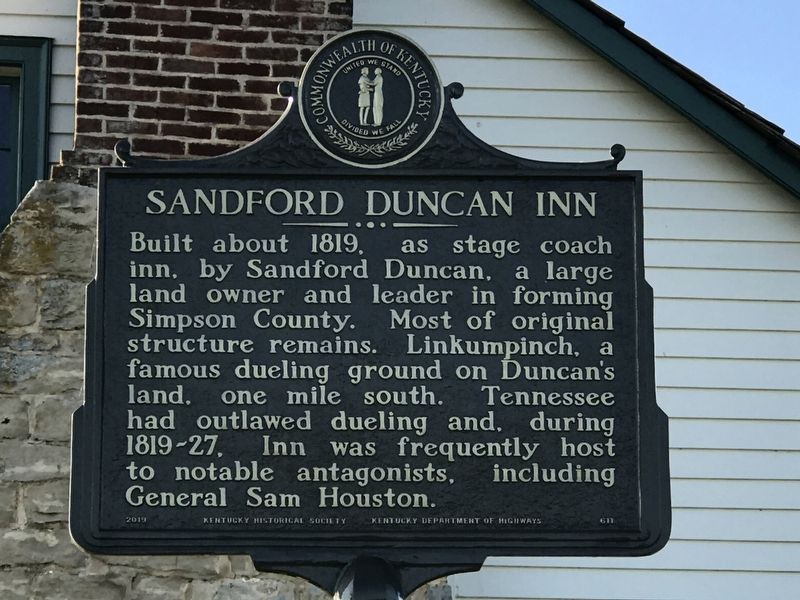 Sandford Duncan Inn Marker. Click for full size. Sandford Duncan Inn Marker image. Click for full size.