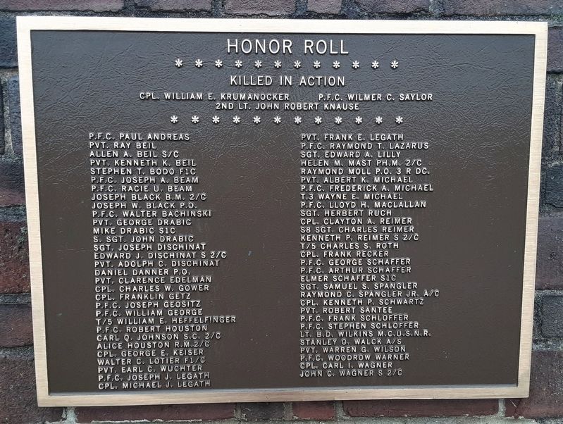 World War II Honor Roll image. Click for full size.