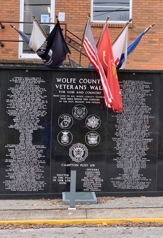 Wolfe County Veterans Wall Marker image. Click for full size.