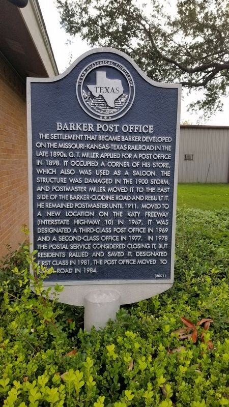 Barker Post Office Marker. Click for full size. Barker Post Office Marker image. Click for full size.