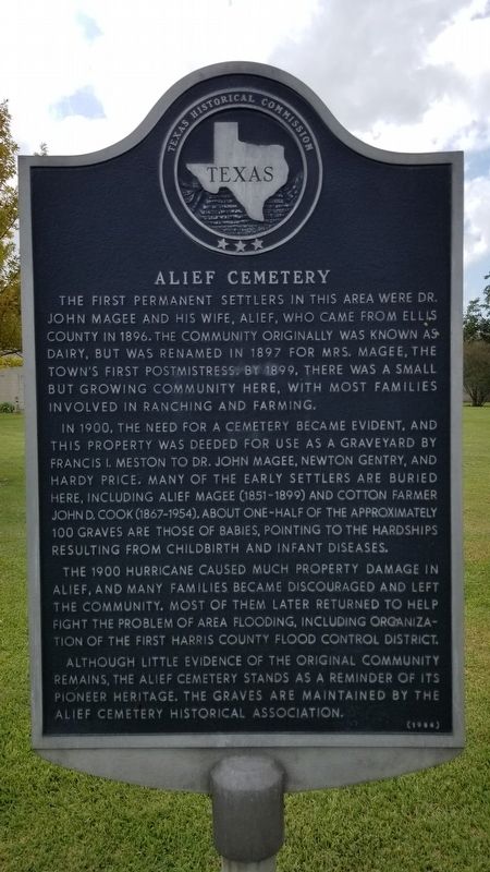 Alief Cemetery Marker image. Click for full size.