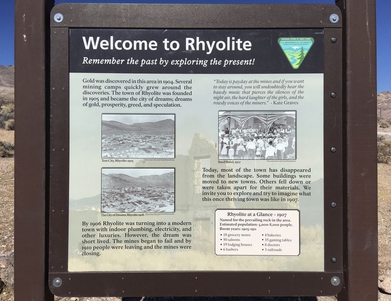 Rhyolite Marker. Click for full size. Rhyolite Marker image. Click for full size.
