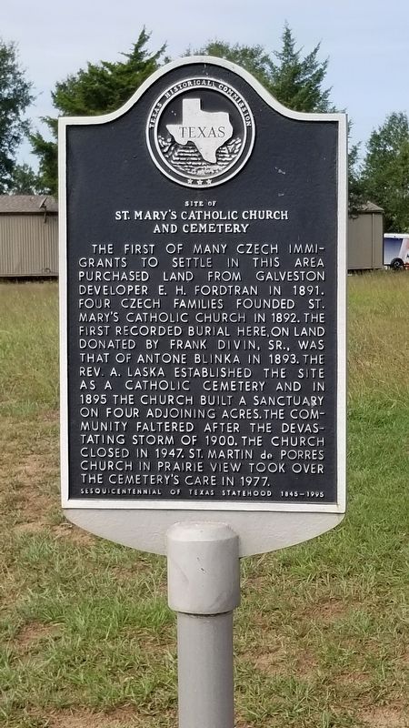 Site of St. Mary's Catholic Church and Cemetery Marker image. Click for full size.
