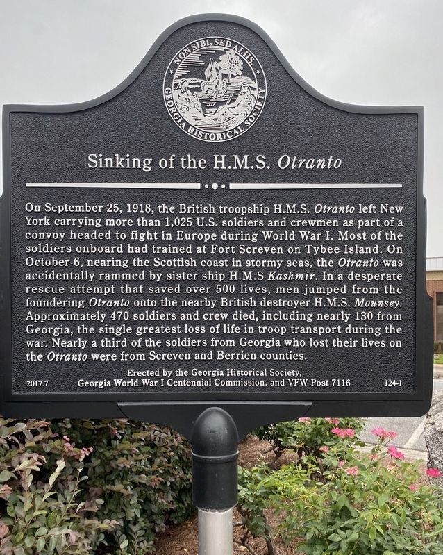 The Sinking of the H.M.S. <i>Otranto</i> Marker image. Click for full size.